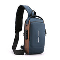 Bolsa de peito impermeável para homens, bolsa de ombro USB, antiroubo, viagem, pacote de estilingue do mensageiro, designer de luxo de moda